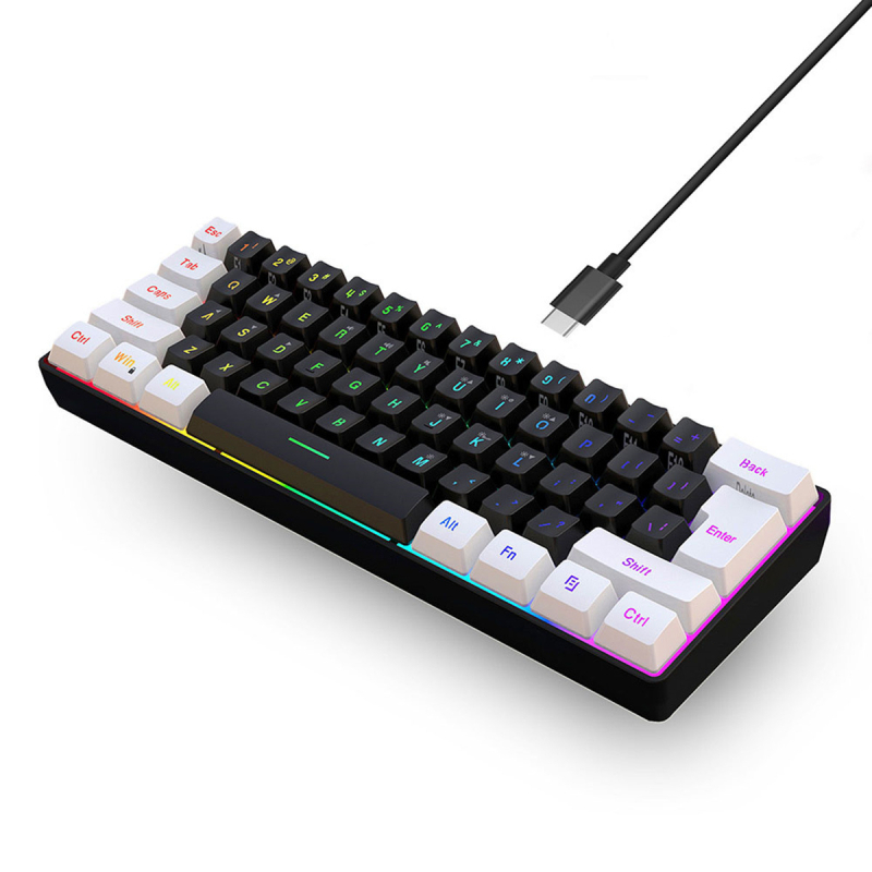 61-клавишна мембранна клавиатура, USB-C свързване, RGB подсветка, ABS конструкция
