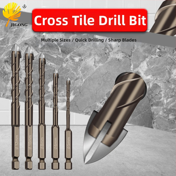 Journalists сплавен бур, шестостенков носач, спирална канавка, 4 лопатки, за керамични и стъклени плочки, витрифицирана тухла