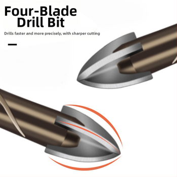 Journalists сплавен бур, шестостенков носач, спирална канавка, 4 лопатки, за керамични и стъклени плочки, витрифицирана тухла