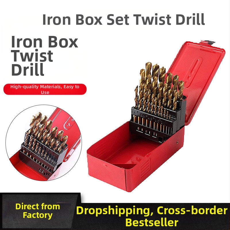 Набор винтови свредла в метална кутия, 25 части, марка Jiashiteng, за електрическа бормашина