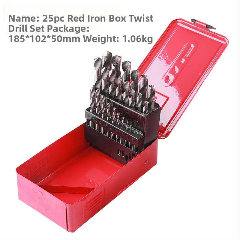 Набор винтови свредла в метална кутия, 25 части, марка Jiashiteng, за електрическа бормашина