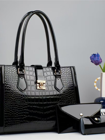 British Mary PU Tote táska, vízszintes négyszögletes forma, cipzáras zárás