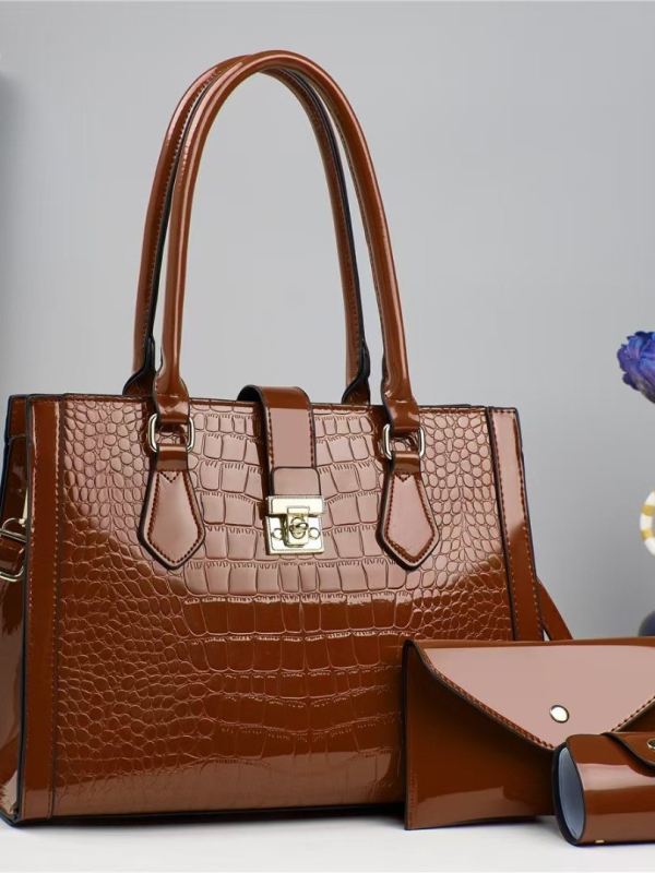 British Mary PU Tote táska, vízszintes négyszögletes forma, cipzáras zárás