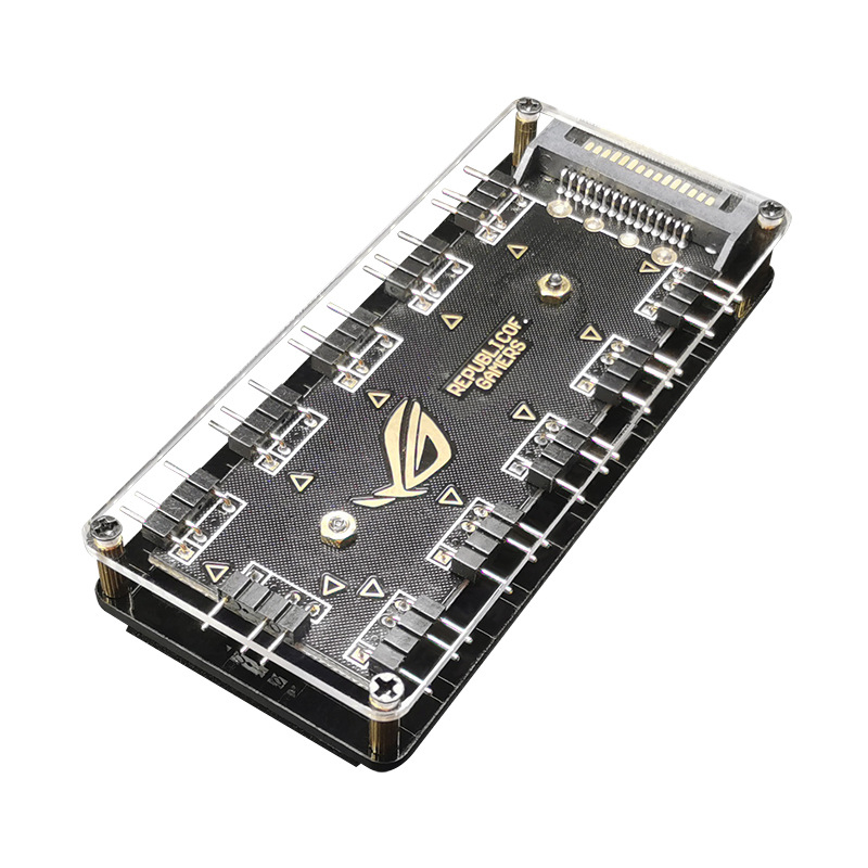 CoolMoon V11 ARGB хъб за дънната платка, 1 към 10 разклонител, 5V 3-пин, независимо захранване, мултиинтерфейсен дизайн