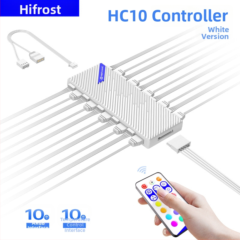CoolMoon V11 ARGB хъб за дънната платка, 1 към 10 разклонител, 5V 3-пин, независимо захранване, мултиинтерфейсен дизайн