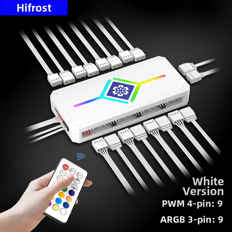 CoolMoon V11 ARGB хъб за дънната платка, 1 към 10 разклонител, 5V 3-пин, независимо захранване, мултиинтерфейсен дизайн