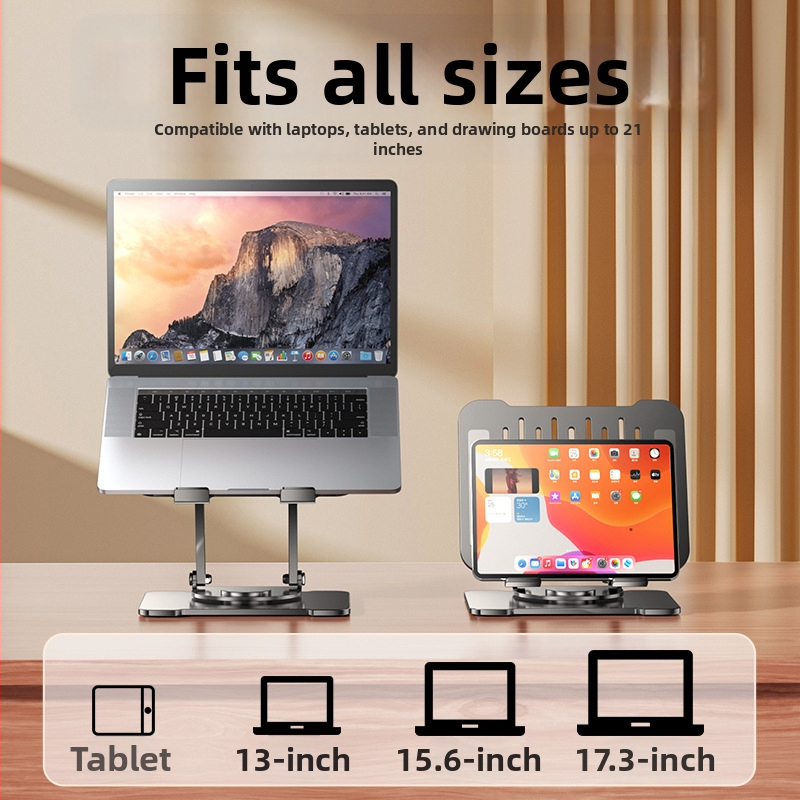 Стойка за лаптоп с въртене на 360°, повдигане на настолна повърхност и вертикално регулиране, въглеродна стомана, модел BJ30