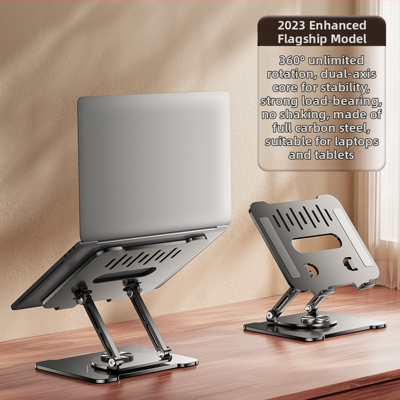 Стойка за лаптоп с въртене на 360°, повдигане на настолна повърхност и вертикално регулиране, въглеродна стомана, модел BJ30