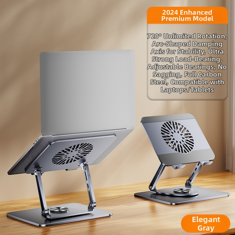 Стойка за лаптоп с въртене на 360°, повдигане на настолна повърхност и вертикално регулиране, въглеродна стомана, модел BJ30