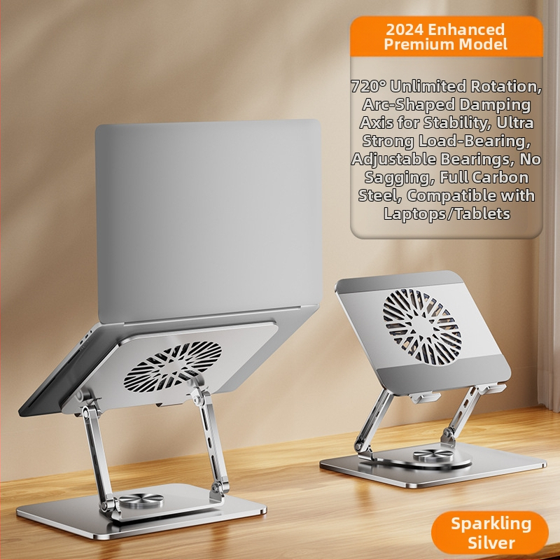 Стойка за лаптоп с въртене на 360°, повдигане на настолна повърхност и вертикално регулиране, въглеродна стомана, модел BJ30