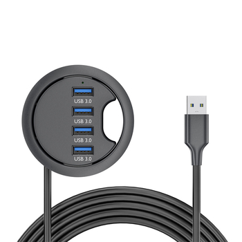 USB 3.0 хъб с шест порта, кабел 1,2 м, без външно захранване, скорост на пренос 5 Gbps
