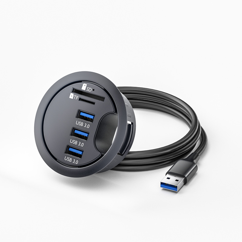 USB 3.0 хъб с шест порта, кабел 1,2 м, без външно захранване, скорост на пренос 5 Gbps