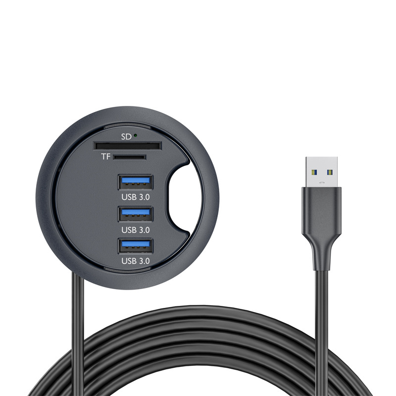 USB 3.0 хъб с шест порта, кабел 1,2 м, без външно захранване, скорост на пренос 5 Gbps