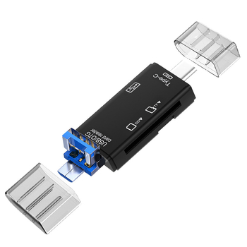 Αναγνώστης καρτών USB 6-σε-1 – υψηλής ταχύτητας USB, SD/TF υποστήριξη, συμβατό με USB-C/Android, για PC