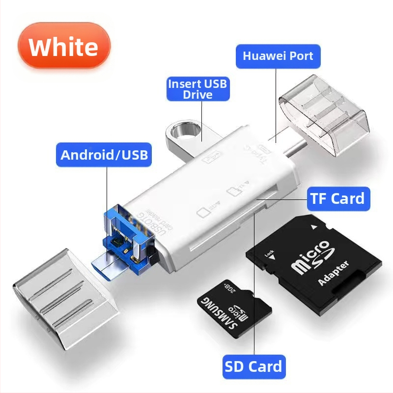 Αναγνώστης καρτών USB 6-σε-1 – υψηλής ταχύτητας USB, SD/TF υποστήριξη, συμβατό με USB-C/Android, για PC