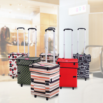 Πτυσσόμενη τετράτροχη καρότσα χειρός για αποσκευές και ψώνια, ελαφριά και φορητή, με λογότυπο