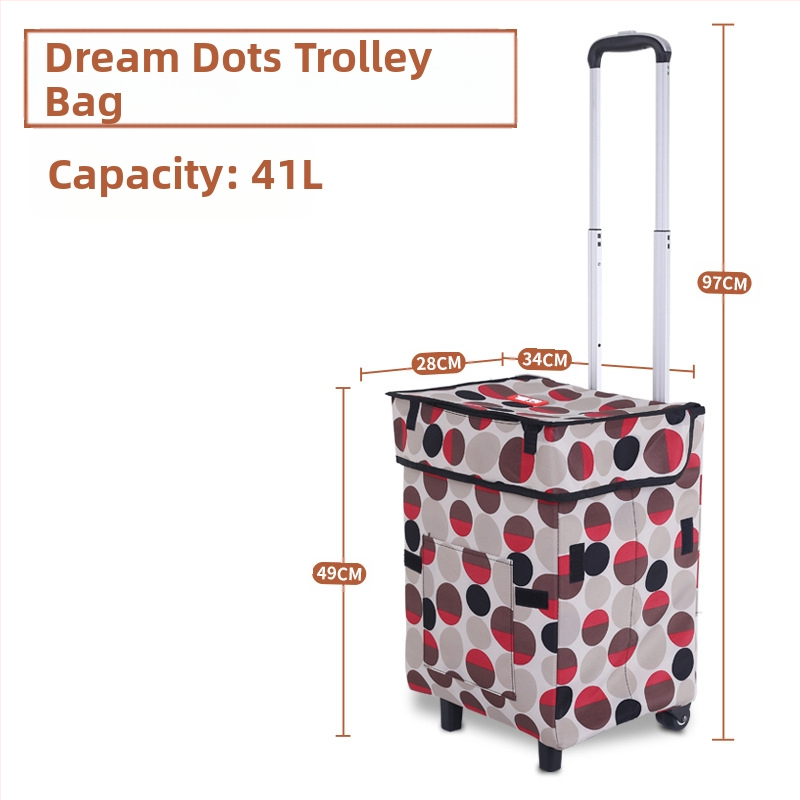 Πτυσσόμενη τετράτροχη καρότσα χειρός για αποσκευές και ψώνια, ελαφριά και φορητή, με λογότυπο