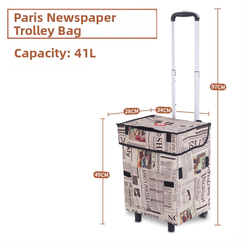 Πτυσσόμενη τετράτροχη καρότσα χειρός για αποσκευές και ψώνια, ελαφριά και φορητή, με λογότυπο