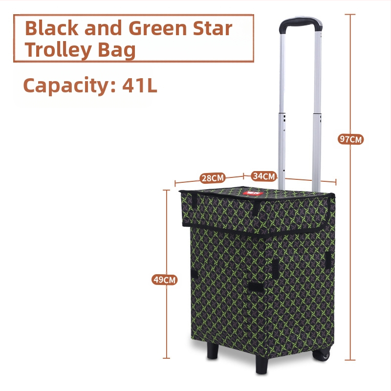 Πτυσσόμενη τετράτροχη καρότσα χειρός για αποσκευές και ψώνια, ελαφριά και φορητή, με λογότυπο