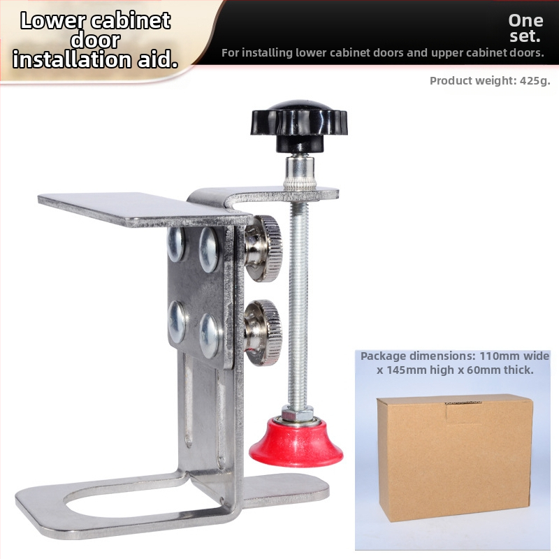 Мултифункционален инструмент за монтаж на врати на шкафове – за базови, стенни и гардеробни шкафове, с клипове за монтаж под вратата