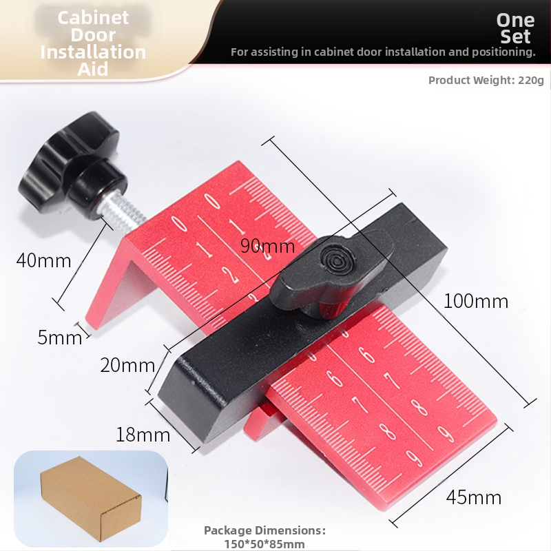 Мултифункционален инструмент за монтаж на врати на шкафове – за базови, стенни и гардеробни шкафове, с клипове за монтаж под вратата