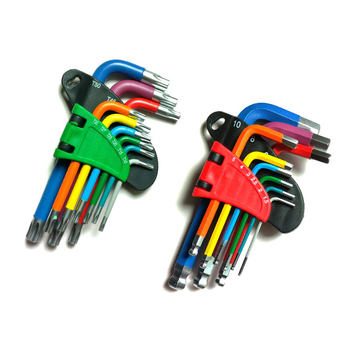 Комплект от 9 Allen ключове с топкова глава, сгъваеми, вътрешен шестогранник, от хром-ванадий стомана