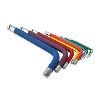 Комплект от 9 Allen ключове с топкова глава, сгъваеми, вътрешен шестогранник, от хром-ванадий стомана