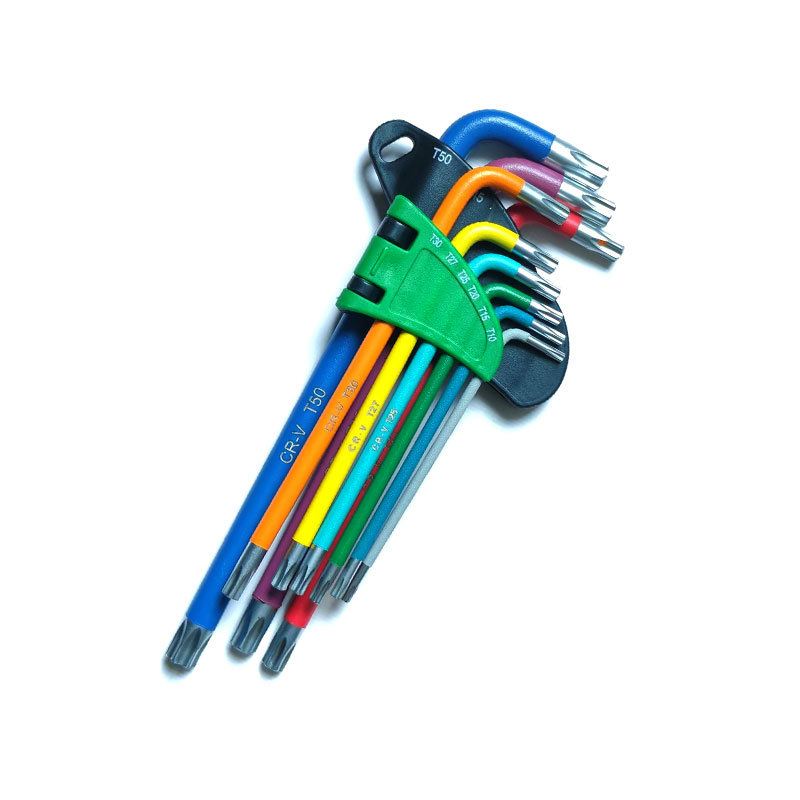 Комплект от 9 Allen ключове с топкова глава, сгъваеми, вътрешен шестогранник, от хром-ванадий стомана