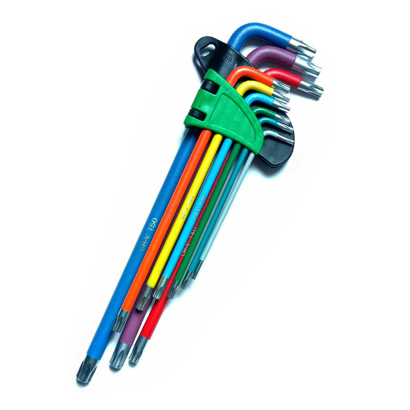 Комплект от 9 Allen ключове с топкова глава, сгъваеми, вътрешен шестогранник, от хром-ванадий стомана