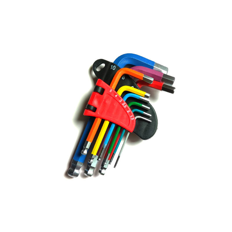 Комплект от 9 Allen ключове с топкова глава, сгъваеми, вътрешен шестогранник, от хром-ванадий стомана