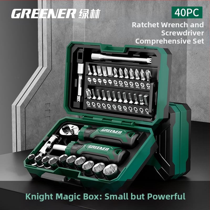 GREENER/Greenforest Εργαλειοθήκη μοτοσικλέτας — Socket Set, Screwdriver, Small Ratchet Wrench, Carbon Steel