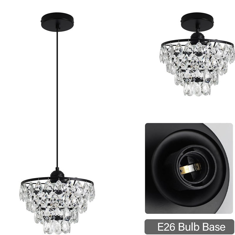 Kristāla LED griestu lampa, 110V, E26 pamats, piemērota viesistabai un guļamistabai