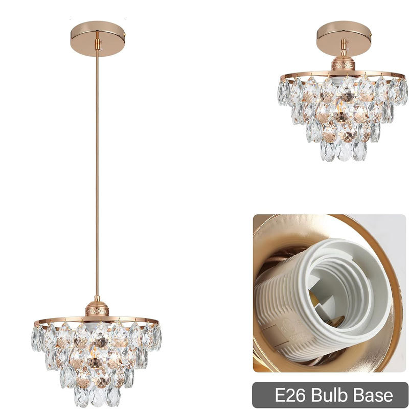 Kristāla LED griestu lampa, 110V, E26 pamats, piemērota viesistabai un guļamistabai