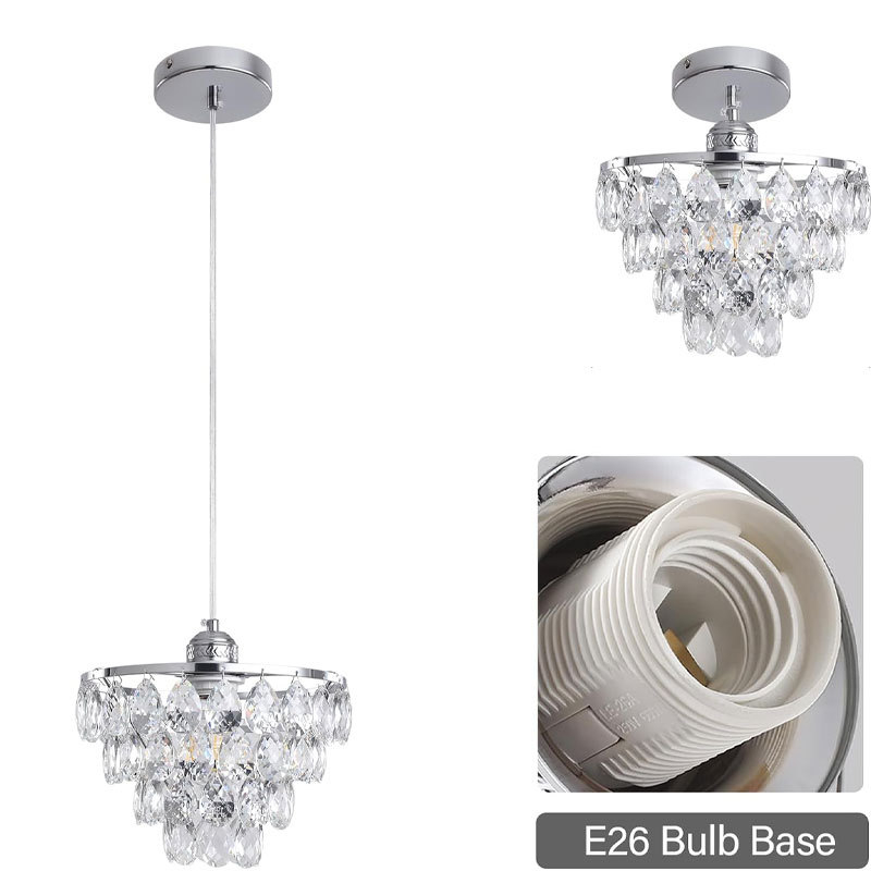 Kristāla LED griestu lampa, 110V, E26 pamats, piemērota viesistabai un guļamistabai