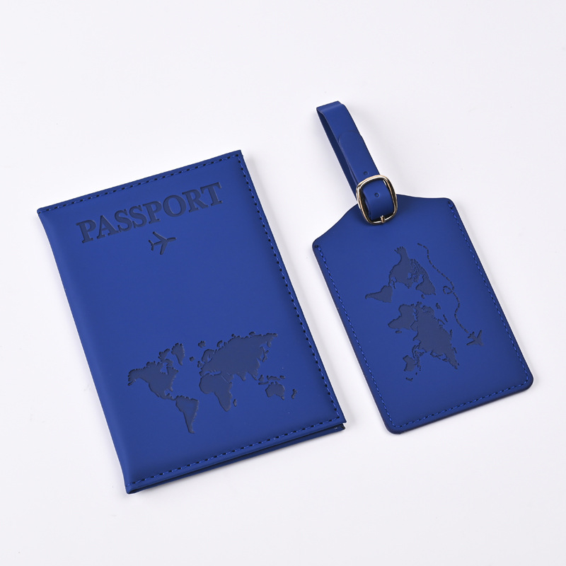 Комплект калъф за паспорт с етикет за багаж и държач за билет - PU, модел с букви, унисекс, градски стил, пролет 2024