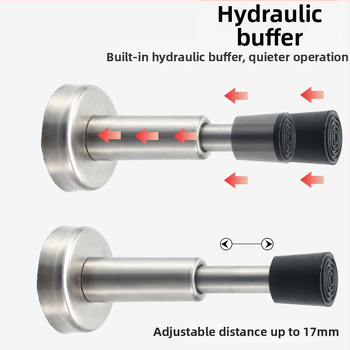 Ανοξείδωτος τοίχου stopper για πόρτα με αντικρούση, παχύτερη κορυφή από καουτσούκ, μοντέλο 008, γυαλιστερή επιφάνεια