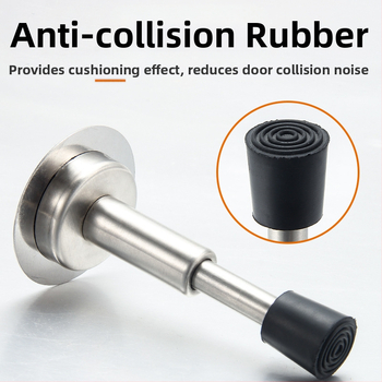 Ανοξείδωτος τοίχου stopper για πόρτα με αντικρούση, παχύτερη κορυφή από καουτσούκ, μοντέλο 008, γυαλιστερή επιφάνεια
