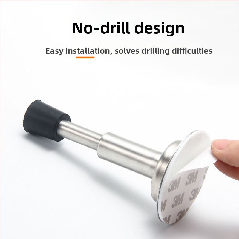 Стенно монтиран неръждаем спирач за врата с антиколизия и удебелен гумен връх, модел 008, полирана повърхност