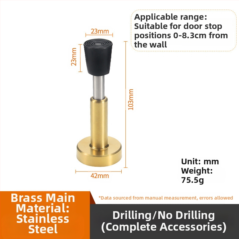 Ανοξείδωτος τοίχου stopper για πόρτα με αντικρούση, παχύτερη κορυφή από καουτσούκ, μοντέλο 008, γυαλιστερή επιφάνεια