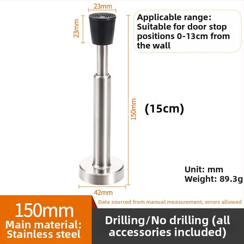 Ανοξείδωτος τοίχου stopper για πόρτα με αντικρούση, παχύτερη κορυφή από καουτσούκ, μοντέλο 008, γυαλιστερή επιφάνεια