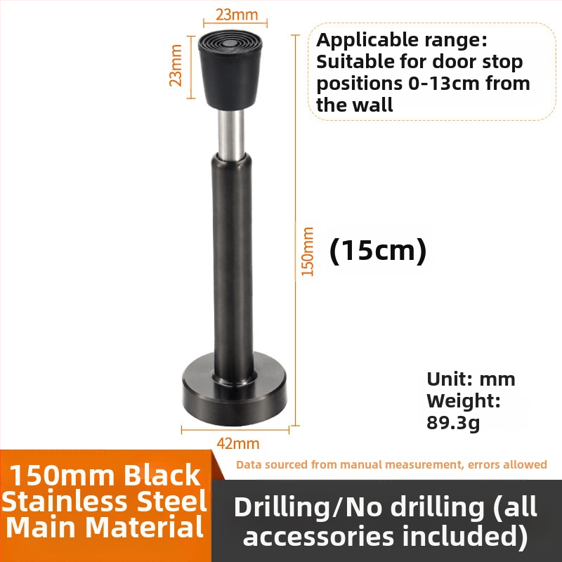 Ανοξείδωτος τοίχου stopper για πόρτα με αντικρούση, παχύτερη κορυφή από καουτσούκ, μοντέλο 008, γυαλιστερή επιφάνεια