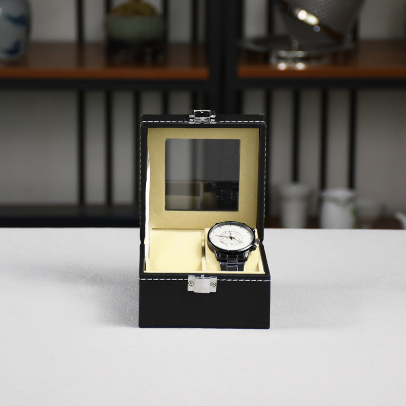 Кутия за часовник HH-S001, PU кожа, 12 отделения, прозрачен дисплей, опаковка за подаръци и бижута