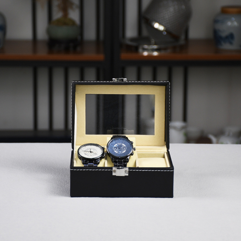 Кутия за часовник HH-S001, PU кожа, 12 отделения, прозрачен дисплей, опаковка за подаръци и бижута