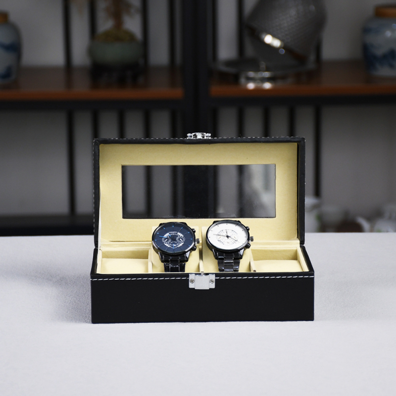 Кутия за часовник HH-S001, PU кожа, 12 отделения, прозрачен дисплей, опаковка за подаръци и бижута