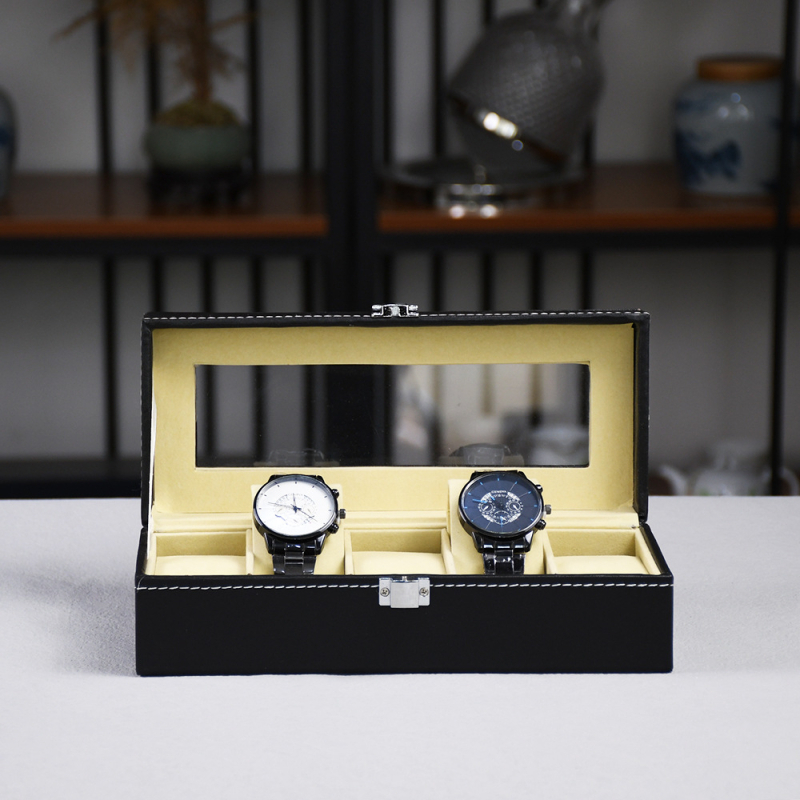 Кутия за часовник HH-S001, PU кожа, 12 отделения, прозрачен дисплей, опаковка за подаръци и бижута