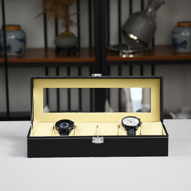 Кутия за часовник HH-S001, PU кожа, 12 отделения, прозрачен дисплей, опаковка за подаръци и бижута