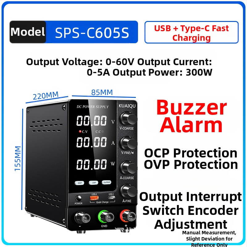 KUAIQU Ρυθμιζόμενο Τροφοδοτικό DC, 30–60V, Προστασία OCP και OVP, Μεταγωγικό Τροφοδοτικό