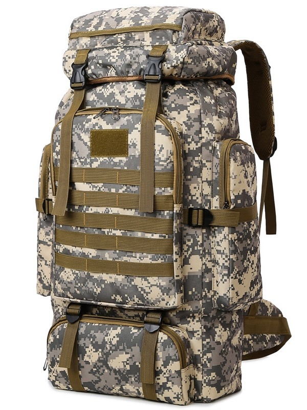 Pārgājienu mugursoma ar kamuflāžas rakstu, Oxford audums, ūdensizturīga, nodilumizturīga, gaisa spilvena siksna