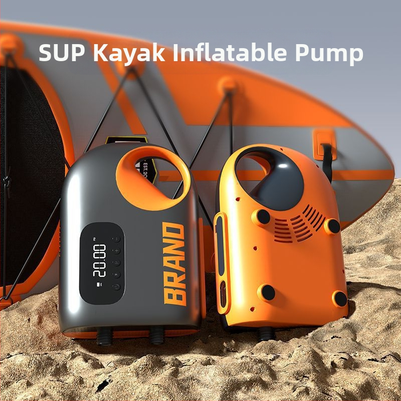 Pārnēsājamā elektriskā gaisa pumpa inflācijai (SUP, kajaks, gaisa matracis) – DC12V, 120W, 70 L/min, viencilindru, 5–20 min darbība