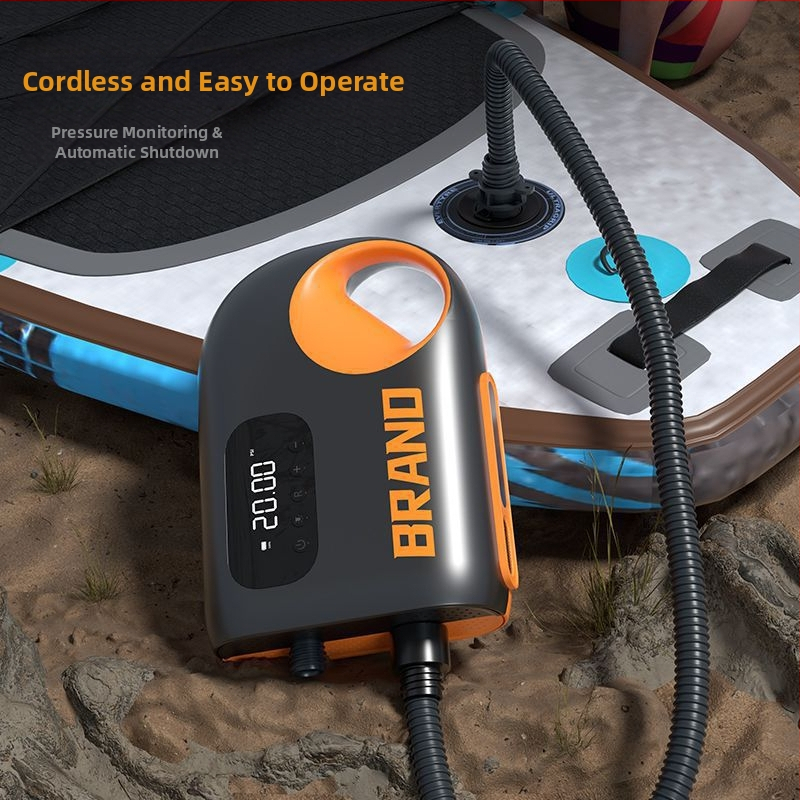 Портативна електрическа помпа за надуване на надуваеми изделия (SUP, каяк, въздушен матрак) – DC12V, 120W, 70 L/min, единичен цилиндър, 5–20 мин работа